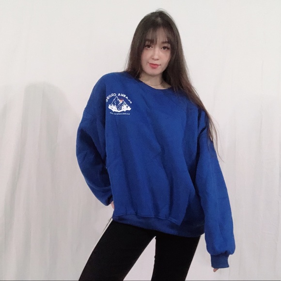 NWT Cobalt Blue Crewneck Oversized Sweatshirt - Picture 7 of 7